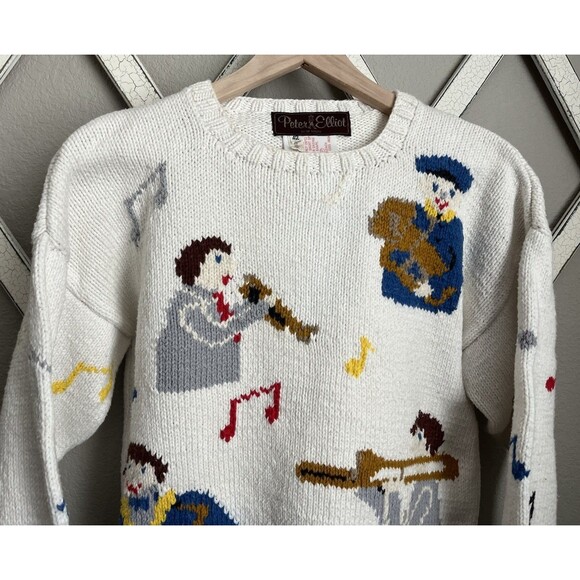 Peter Elliot Women's M? Musician Musical Notes Cotton Sweater *READ* - Picture 2 of 13